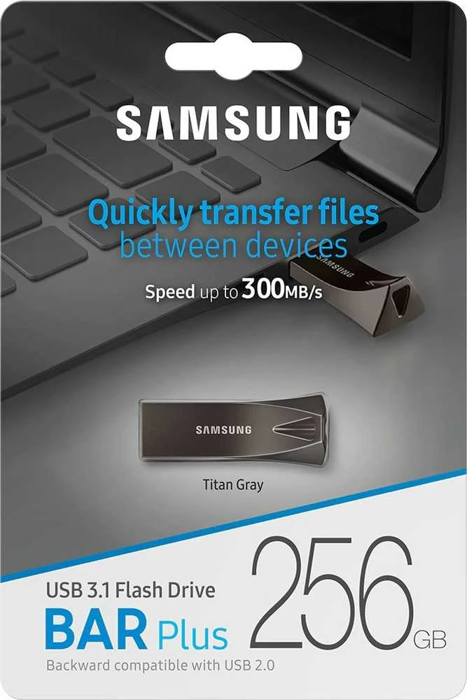 USB laikmena Samsung BAR Plus, 256 GB, Juodos spalvos