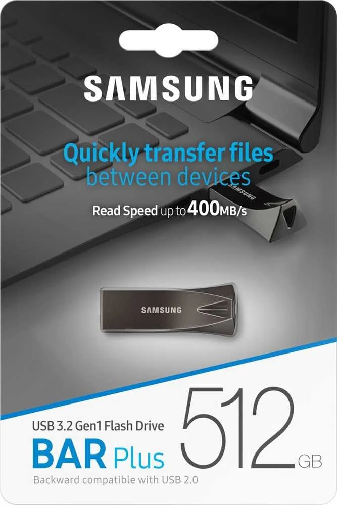 USB laikmena Samsung BAR Plus MUF-512BE4/APC, 512 GB, Juodos spalvos