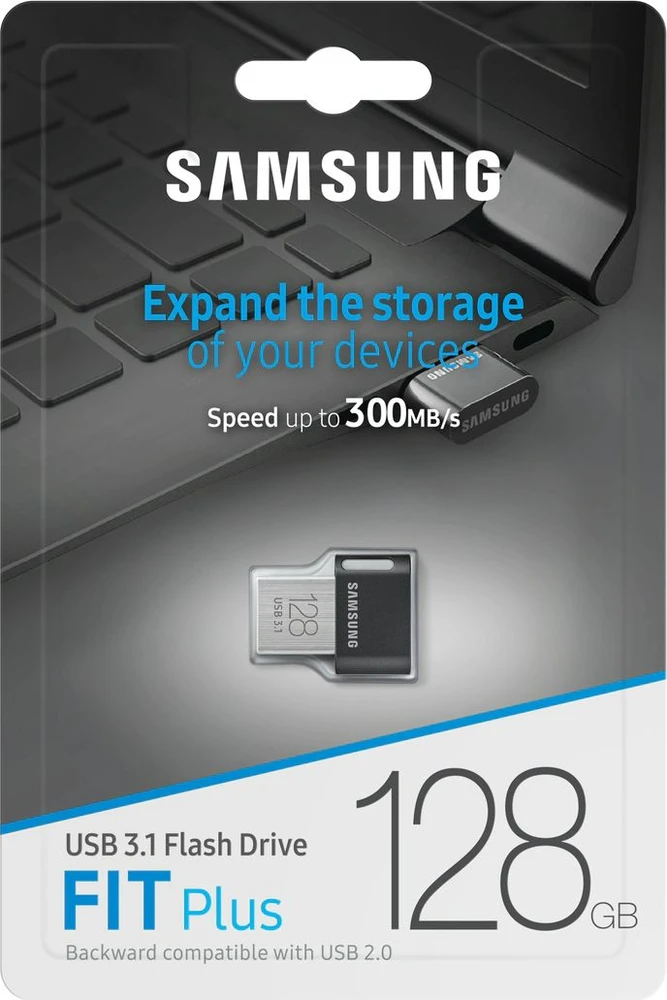 USB laikmena Samsung FIT Plus, 128 GB, Juodos spalvos