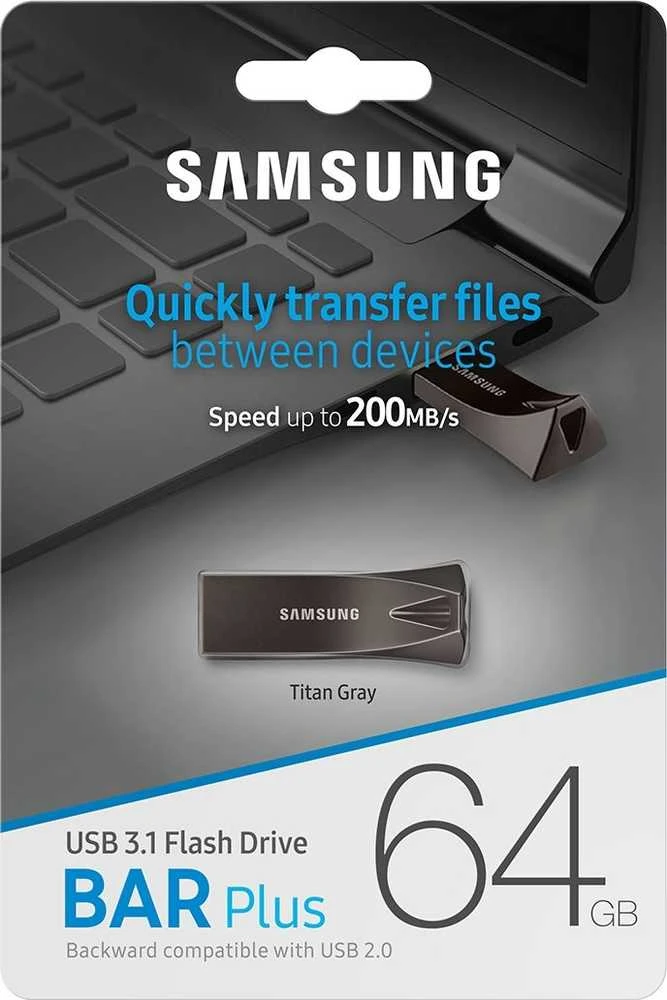 USB atmintinė Samsung BAR Plus, 64 GB  MUF-64BE4/APC
