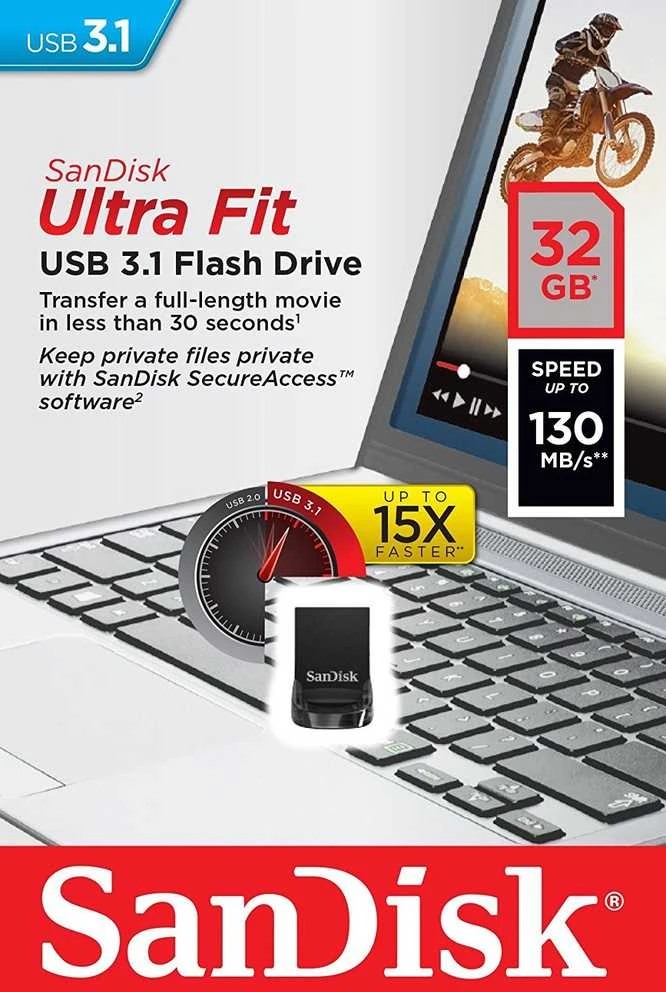 USB laikmena Sandisk Ultra Fit, 32GB