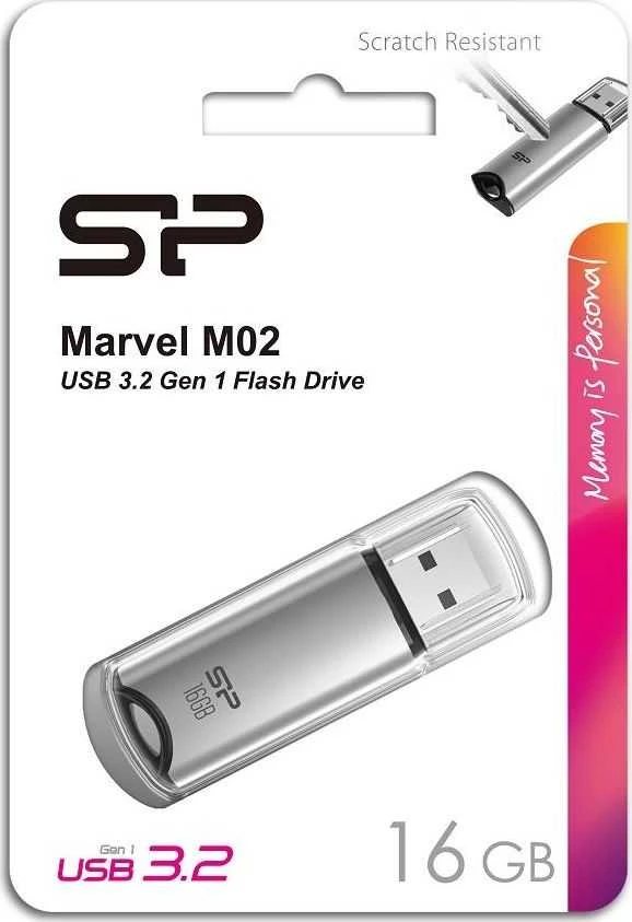 SILIKONIO MAITINIMO KOMPIUTERIS & COMMUNICAT SILICON POWER atmintis USB Marvel M02 16GB USB 3.0 Sidabrinis