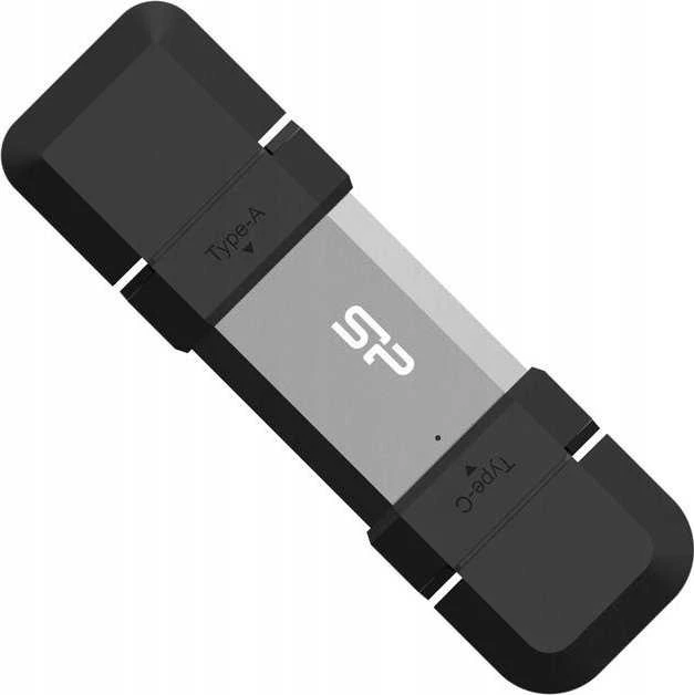 „Silicon Power“ dvigubas USB diskas | „Mobile C51“ | 128 GB | USB C/A tipo | Sidabrinis
