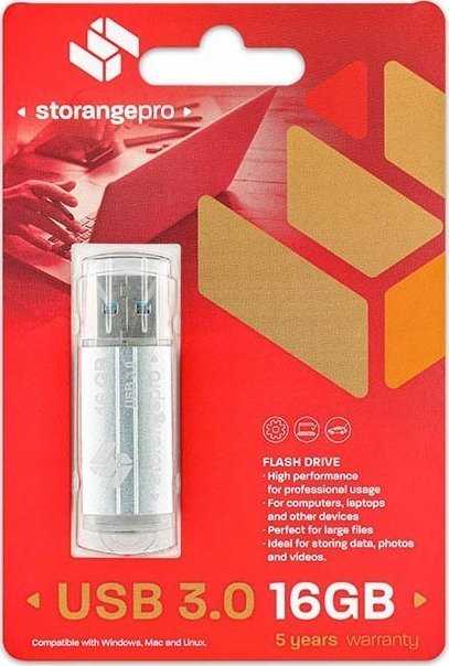 USB atmintinė Storange Storange pami 16 GB | Basic PRO | USB 3.0 | sidabrinė