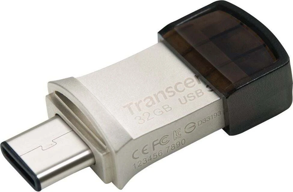 TRANSCEND 128GB USB3.0 Pen Drive OTG Type A&C Sidabrinis