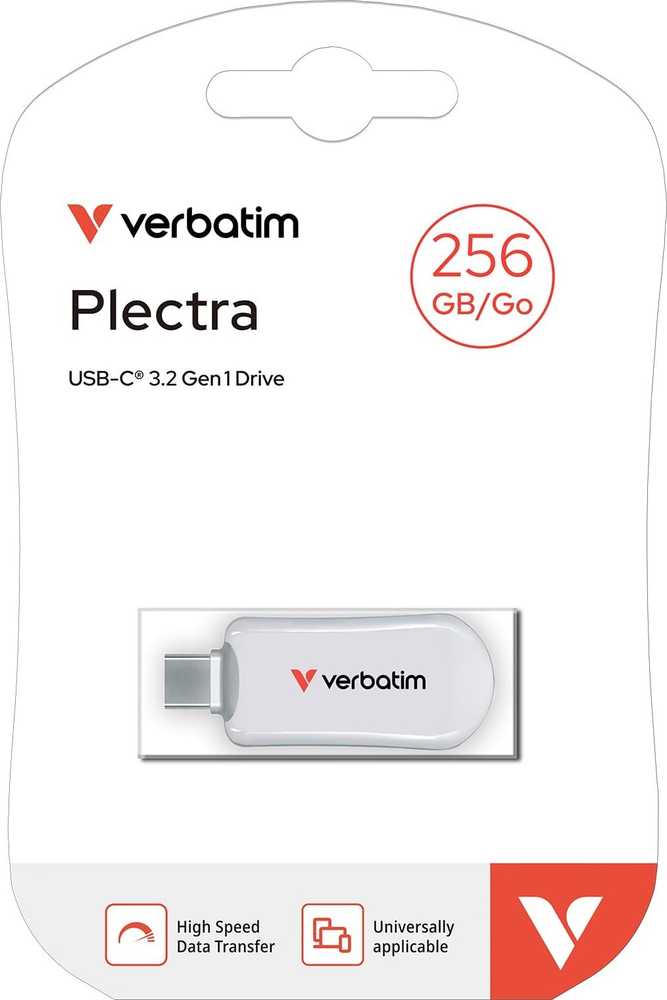 Atmintukas „Verbatim Plectra 256GB USB-C“, baltas, 30230