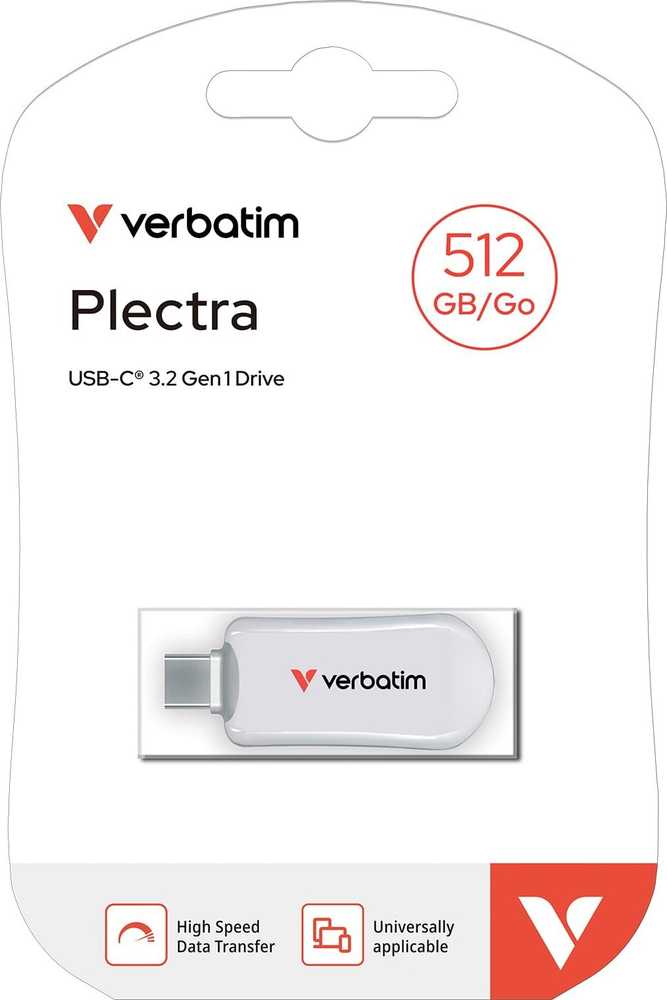 Atmintukas „Verbatim Plectra 512GB USB-C“, baltas, 30231
