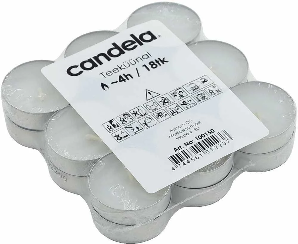 Candela Tea Candles 18pcs Baltas