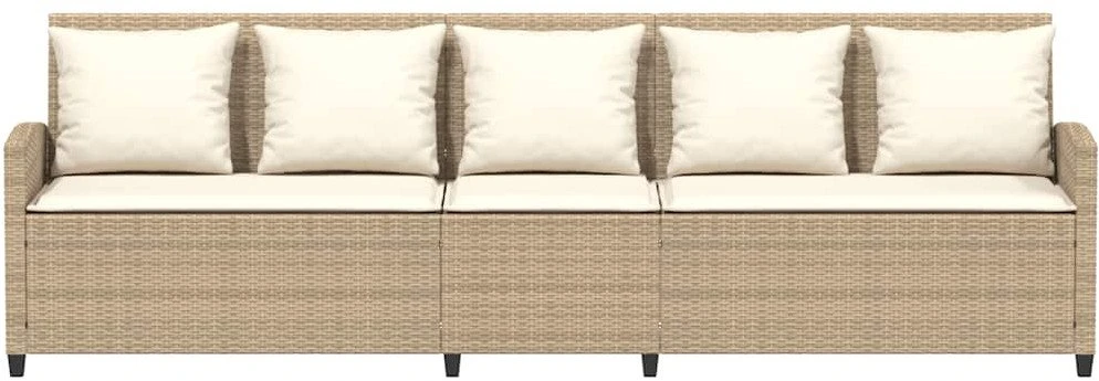 Lauko baldų komplektas Sodo sofa, 5 vietų, su pagalvėlėmis, smėlio spalvos, poliratanas