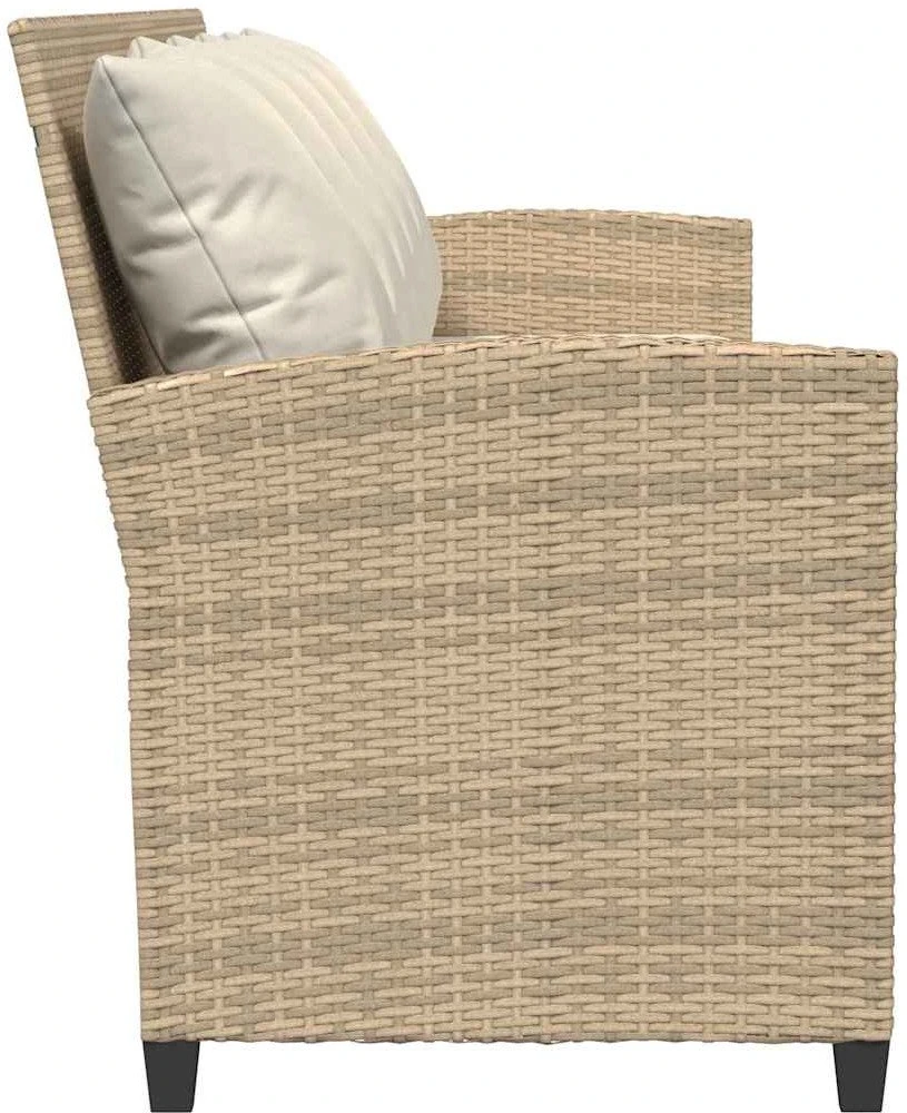 Lauko baldų komplektas Sodo sofa, 5 vietų, su pagalvėlėmis, smėlio spalvos, poliratanas