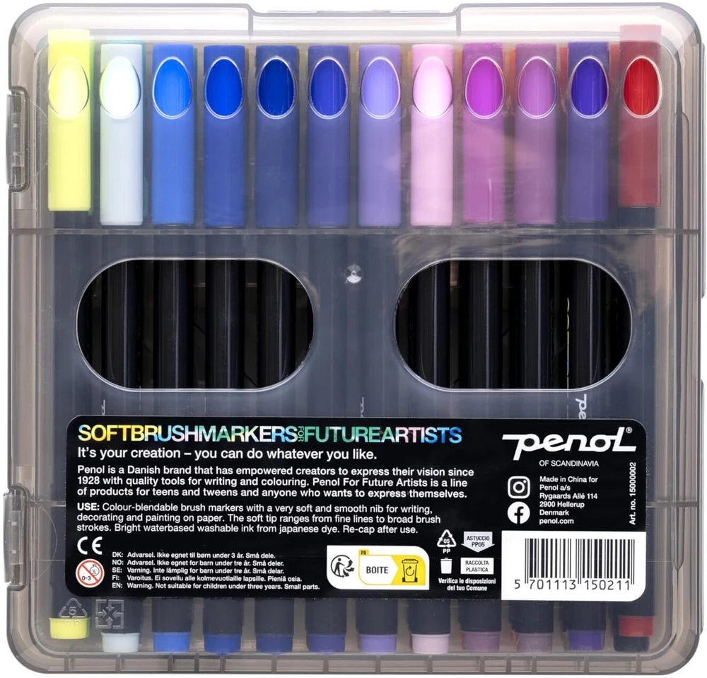 Penol Softbrush & Future Artists Markers - with 36 assorted colors