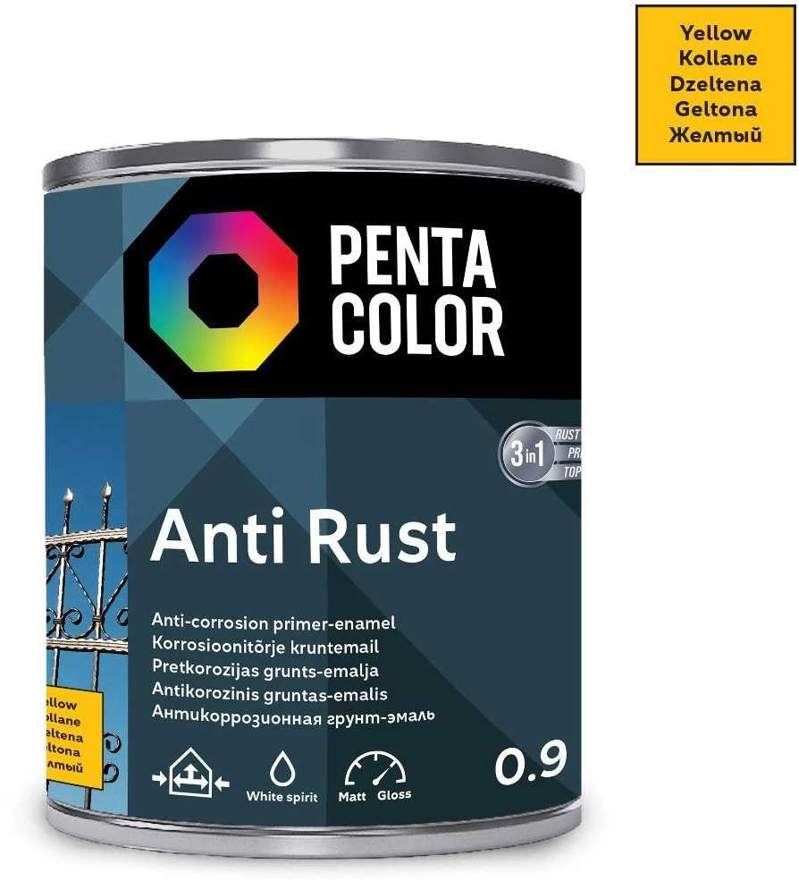 Pentacolor ANTIRŪDINIAI DAŽAI GELTONI 0,9 L
