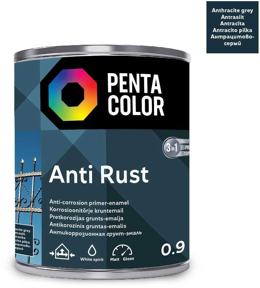 Pentacolor Dažai nuo rūdžių antracito spalvos 0,9 l