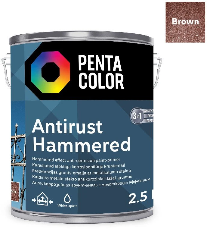 Pentacolor DAŽAI PENTAC ANTIRUST HAMMERED BRN 2,5L