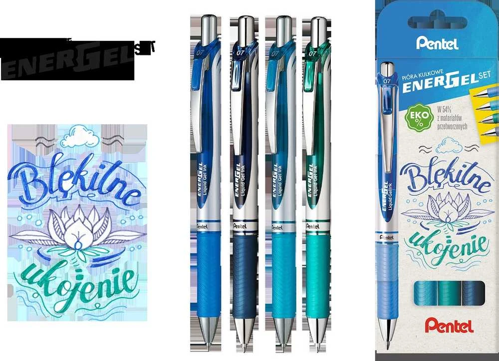 Pentel EnerGel BL77 mėlynas rinkinys