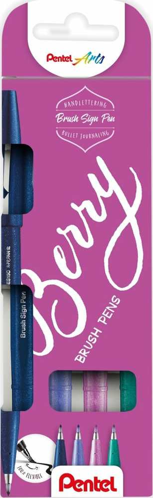 Pentel Fineliner SES15B-4 Sign Pen BERRY - (4 stk.)