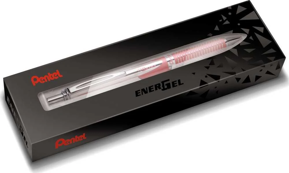 Pentel EnerGel BL407 rožinis tušinukas dovanų pakuotėje