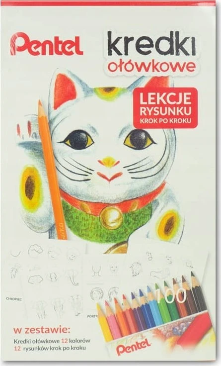 Pentel spalvoti pieštukai (+ piešimo pamokos) 12 spalvų