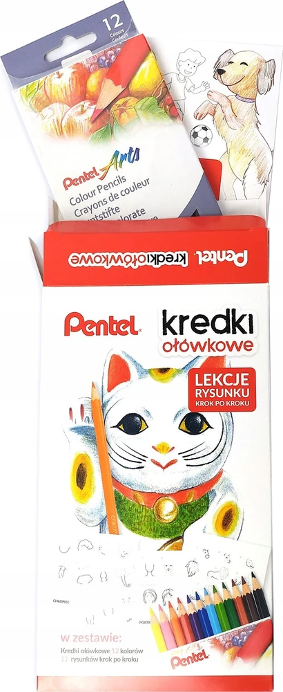 Pentel spalvoti pieštukai (+ piešimo pamokos) 12 spalvų