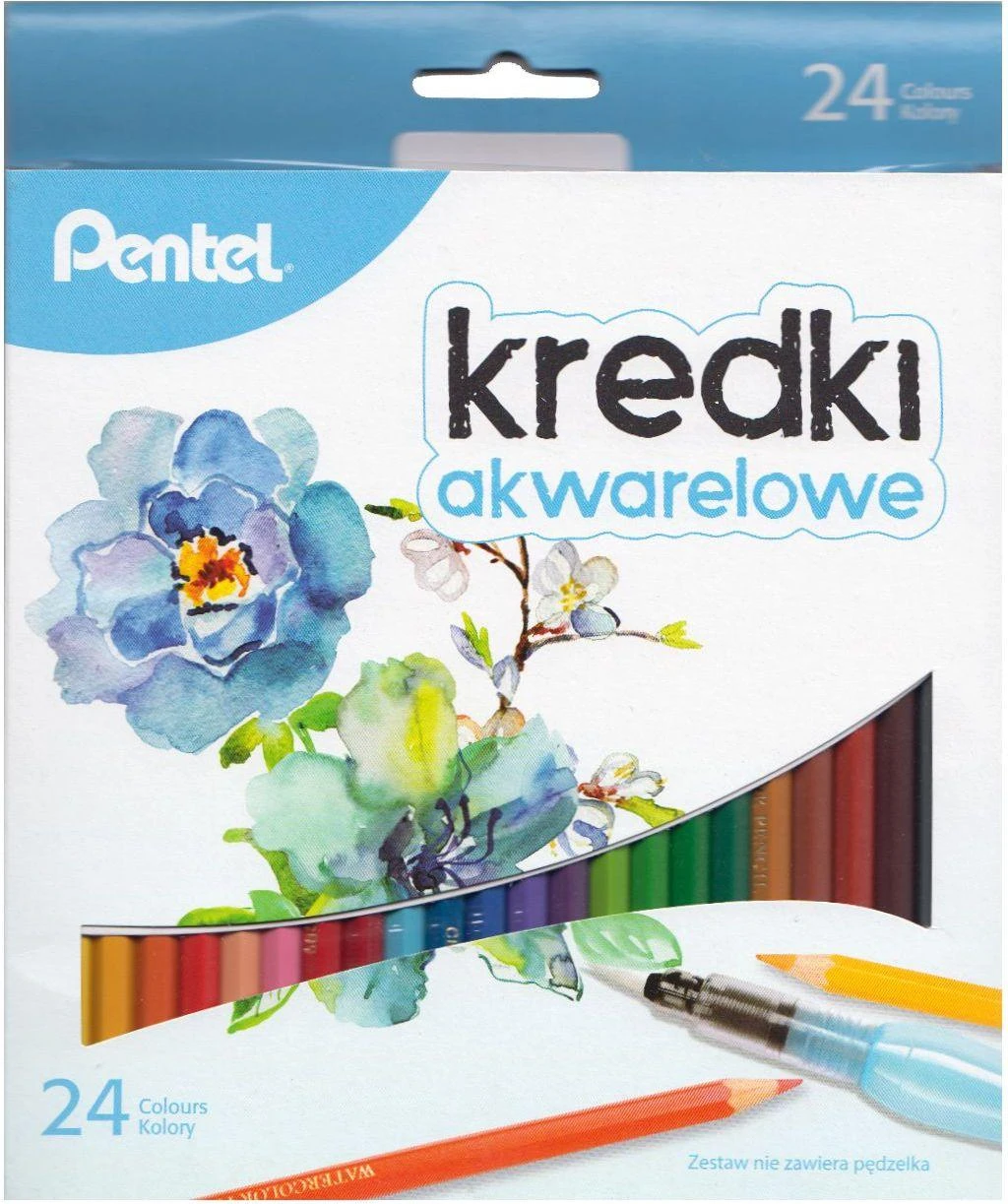 Spalvoti pieštukai PENTEL ARTS, šešiabriauniai, akvareliniai, 24 vnt.