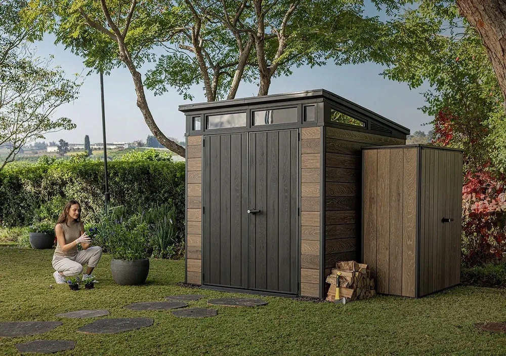 Sodo sandėliukas Keter Penthouse Signature Collection 7x7, uosio (ashwood) spalvos