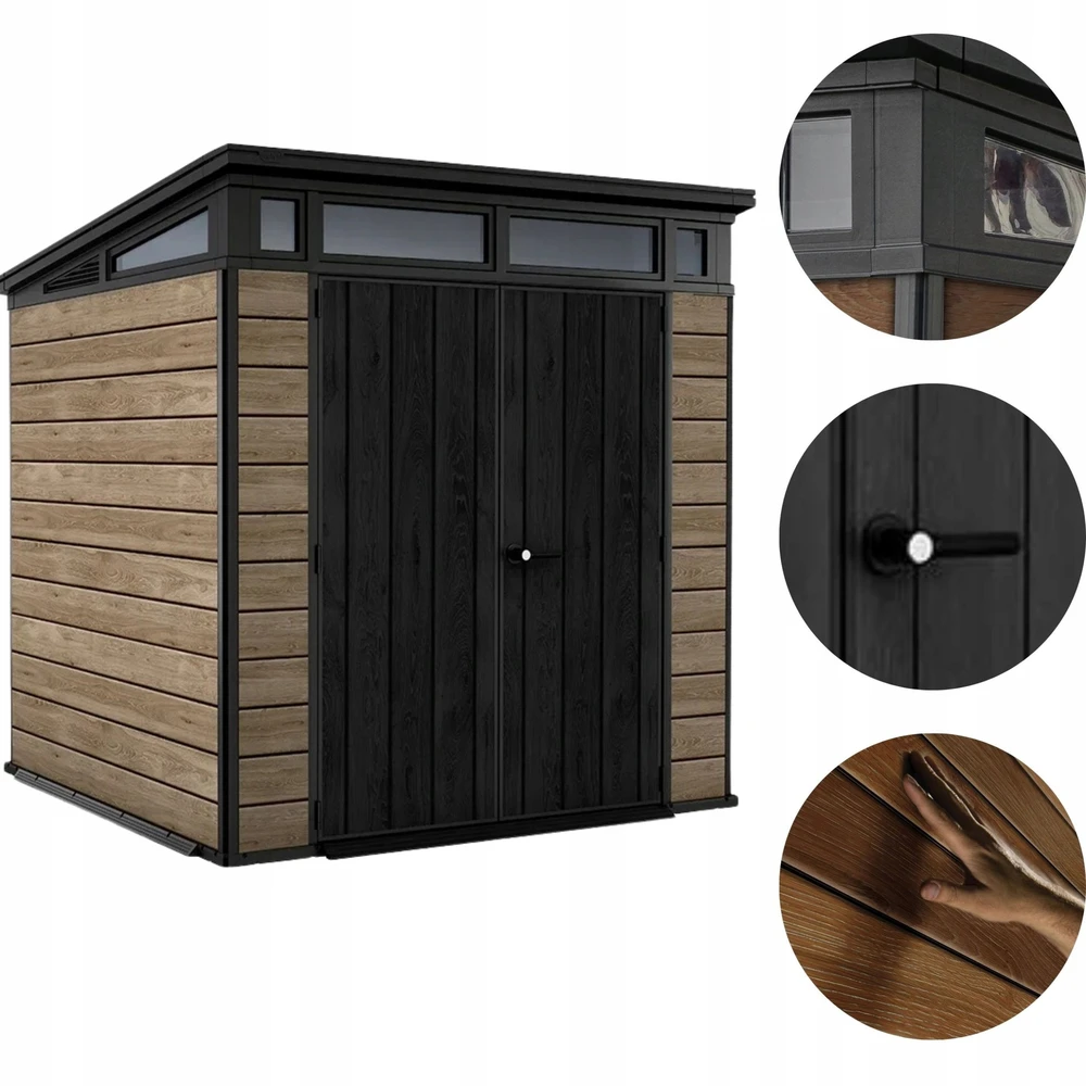 Sodo sandėliukas Keter Penthouse Signature Collection 7x7, uosio (ashwood) spalvos
