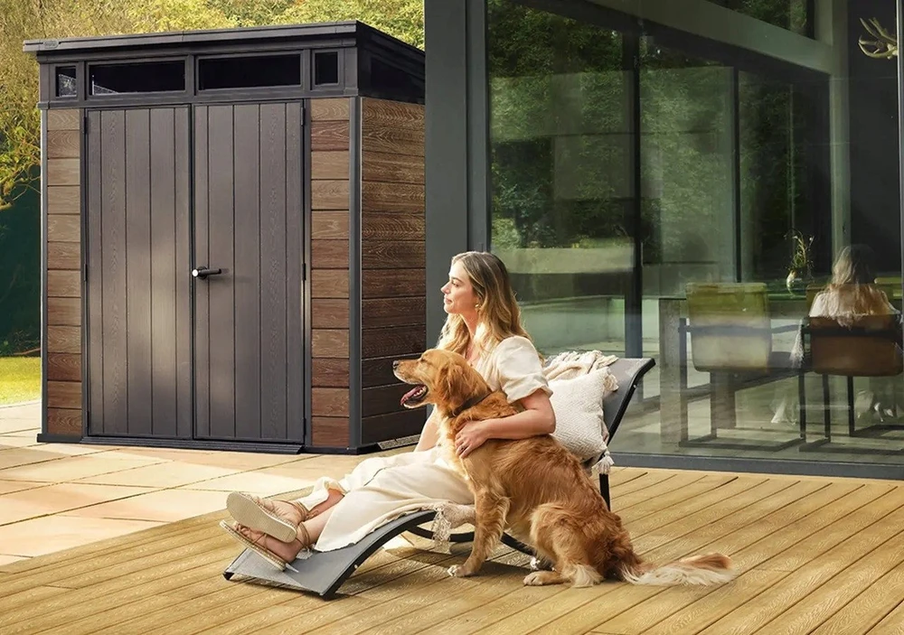 Sodo sandėliukas Keter Penthouse Signature Collection 7x7, uosio (ashwood) spalvos