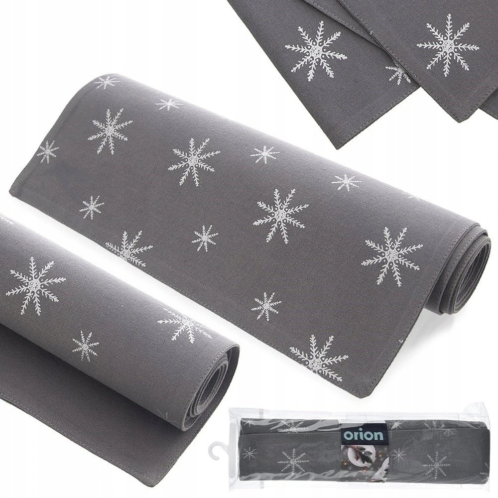 Pepco Orion stalo bėgiklis Kalėdoms 130x32 cm sidabrinė snaigė