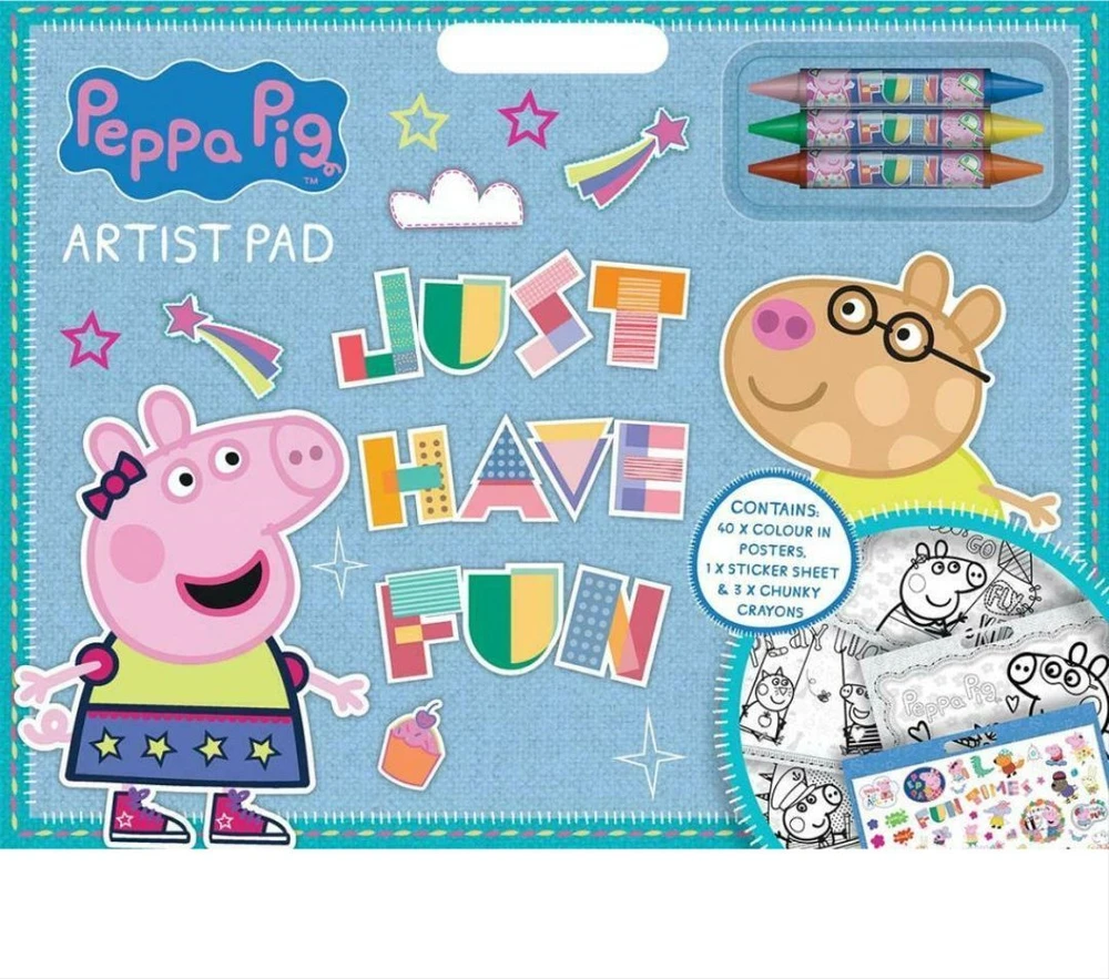 Peppa PigPeppa Pig Artist pieštukų rinkinys su 3 kreidelėmis ir lipdukų lapeliu