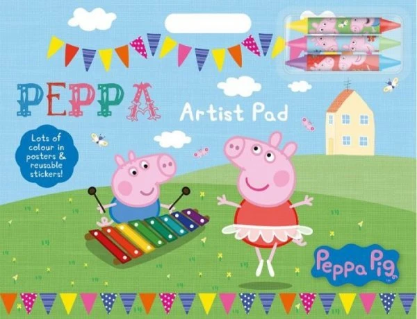 Peppa PigPeppa Pig Artist pieštukų rinkinys su 3 kreidelėmis ir lipdukų lapeliu