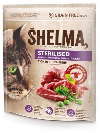 Kačių Maistas - SHELMA Sterilizuotas Sausas Maistas Su Jautiena 750g Be Grūdų