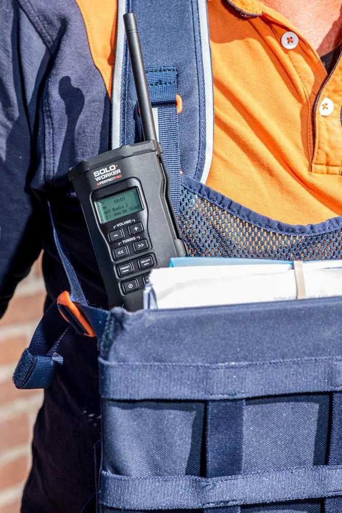 „Radio PerfectPro Perfectpro Soloworker“, asmeninis, skaitmeninis, DAB+, FM, 1,5 W, 1 krypčių, 3,6 cm
