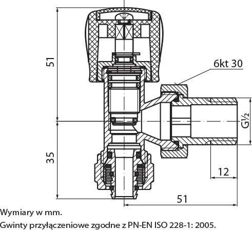 Perfexim Zawór grzejnikowy zasilający kątowy 1/2'' PHA-032/PEX su zaciskiem Pex/Al 1/2'' (20-032-0100-003)