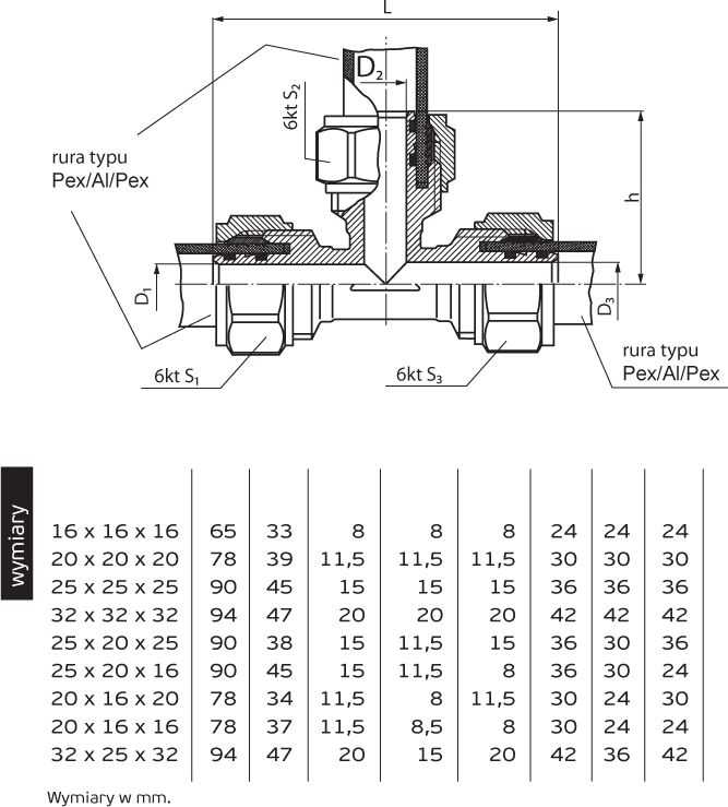 Perfexim Tee 70A 20 x 16 x 16 mm (61-010-1616-000)