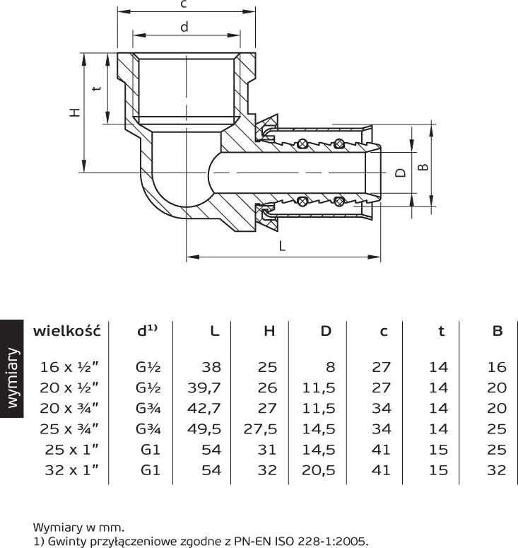 „Perfexim“ presuota alkūnė 735 20 mm x GW 3/4'' (62-735-2020-000)