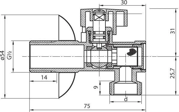 Perfexim Kampinis vožtuvas su filtru 1/2''x3/8'' (02-011-1510-000)