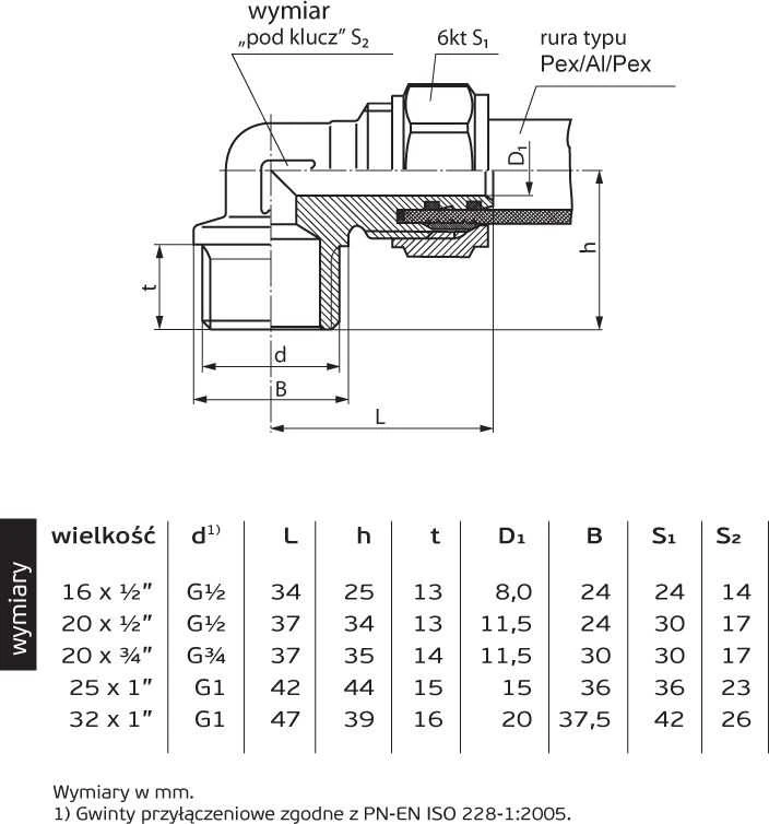 „Perfexim“ srieginė alkūnė 704 25 mm x GZ 1'' (61-004-2525-000)