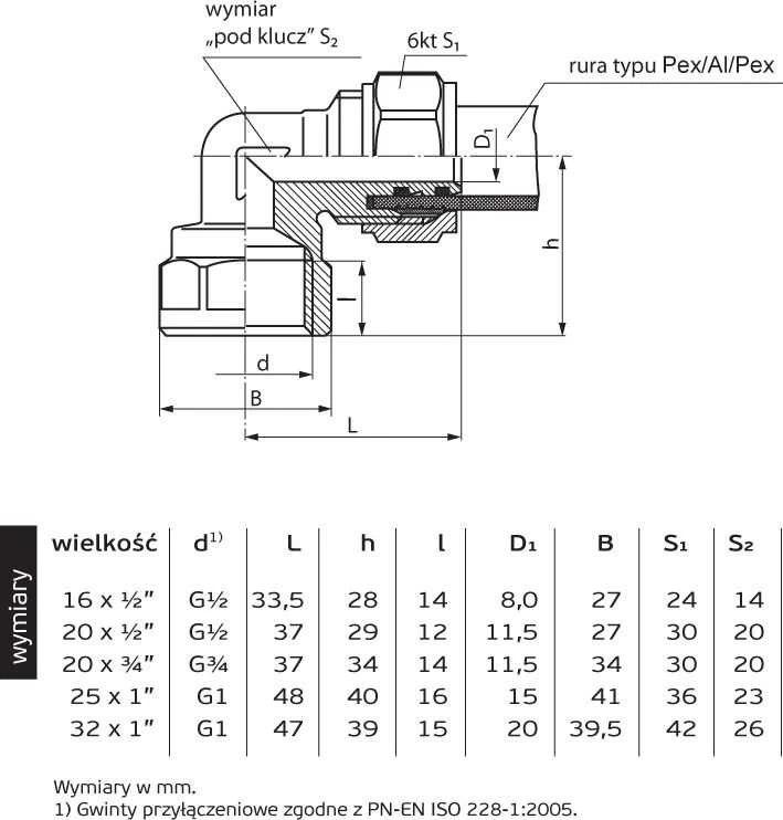 Perfexim 705 20 mm x GW 3/4'' alkūnė (61-005-2020-000)