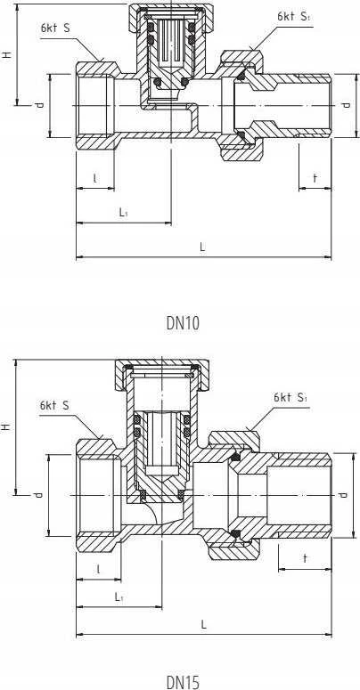 Perfexim tiesus atjungimo radiatoriaus vožtuvas 1/2" PHA-031 G1/2 WZ PN10 DN15 [10/100] - 20-031-0001-000