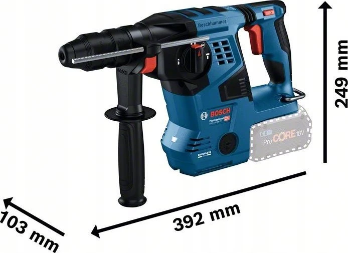 Grąžtas Bosch GBH 18V-28 CF 2x8.0Ah ProC, GAL 1880, LB