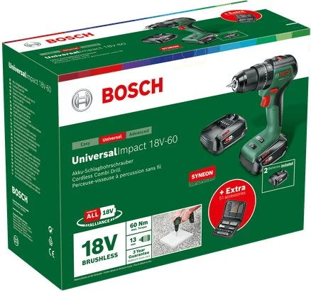Perforatorius Bosch UniversalImpact 18V-60 Akumulatorowa smūginis suktuvas - gręžtuvas