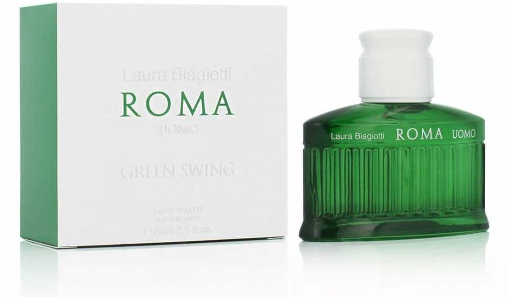 Laura Biagiotti Roma Uomo Žalias Swing EDT tualetinis vanduo vyrams, 75 ml