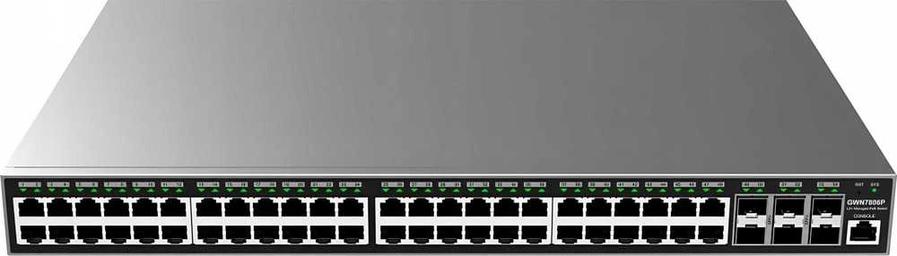Šakotuvas Grandstream GWN7806P Layer 2+ valdomas tinklo PoE jungiklis, 48 prievadai / 6 SFP+