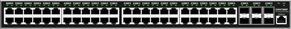Šakotuvas Grandstream GWN7806P Layer 2+ valdomas tinklo PoE jungiklis, 48 prievadai / 6 SFP+
