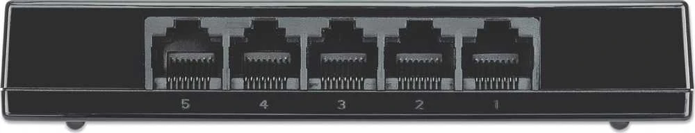 Šakotuvas Intellinet Manhattan 5-Port Gigabit Ethernet jungiklis, darbalaukio dydis, plastikinis, IEEE 802.3az (Energy Efficient Ethernet), Juodas, 561747
