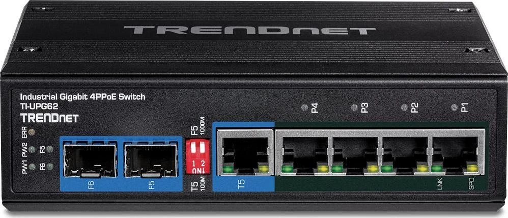 Šakotuvas Carruzzo Trendnet TI-UPG62 tinklo komutatorius Ne-valdomas L2 Gigabit Ethernet (10/100/1000) Maitinimas per Eternetą (PoE) Juoda