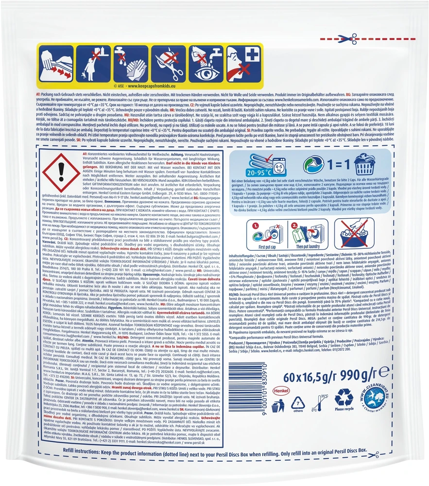 LAUNDRY CAPSULES PERSIL DIS Baltas 60 PCS