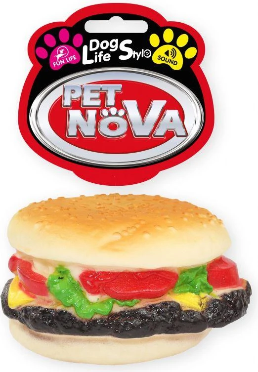 PET NOVA VINYL HAMBURGER žaislas šuniui 9cm 3vnt