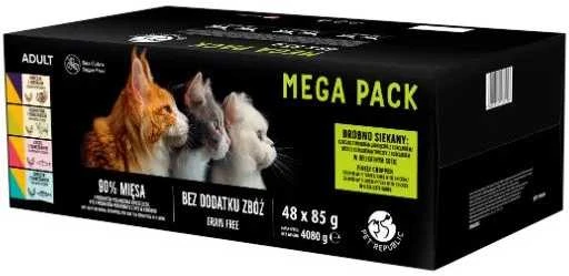 Pet Republic PETREPUBLIC Mega Pack vištiena, kalakutiena, ėriena, lašiša, Tuna – šlapias kačių maistas – 48x85g