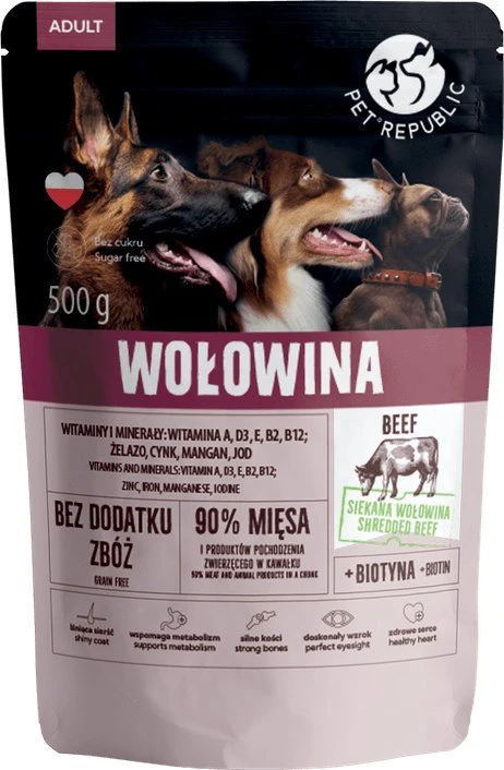 PetRepublic Drėgnas Šunų Maistas - PET REPUBLIC Suaugusiųjų Jautiena 500g